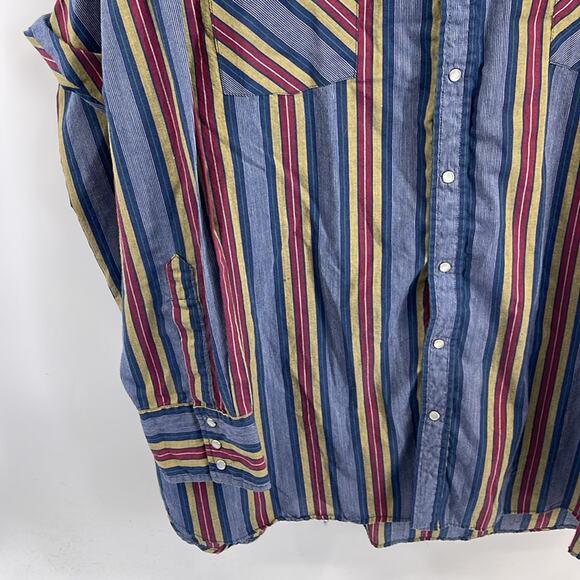 Vintage Ely Plains Big Man striped western pearl snap long sleeve shirt 20x35/36 - Picture 3 of 7